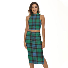 Stewart Old Ancient Tartan Plaid Tank Top & Split High Skirt Set