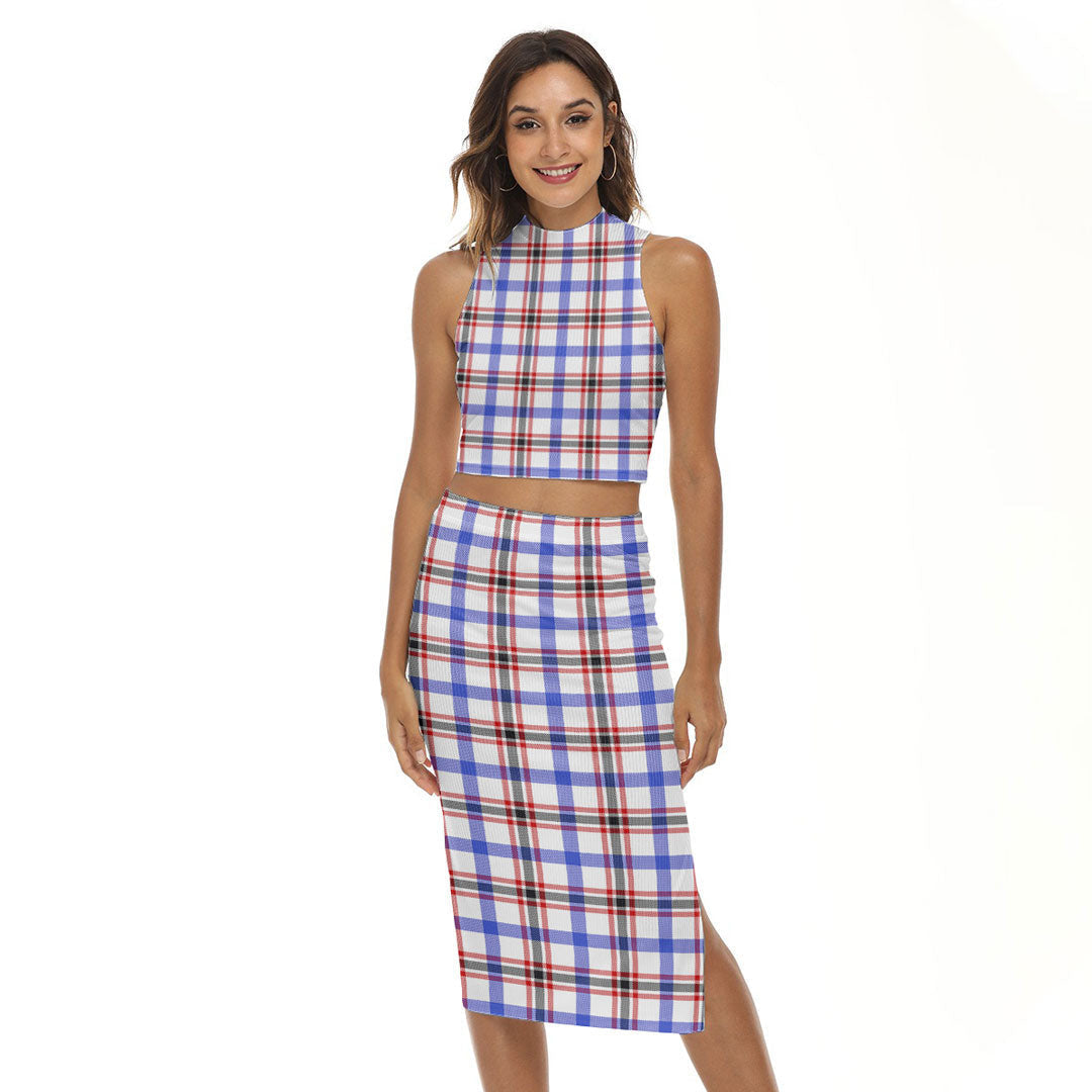 Boswell Modern Tartan Plaid Tank Top & Split High Skirt Set