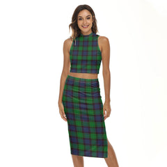 Stewart Old Modern Tartan Plaid Tank Top & Split High Skirt Set