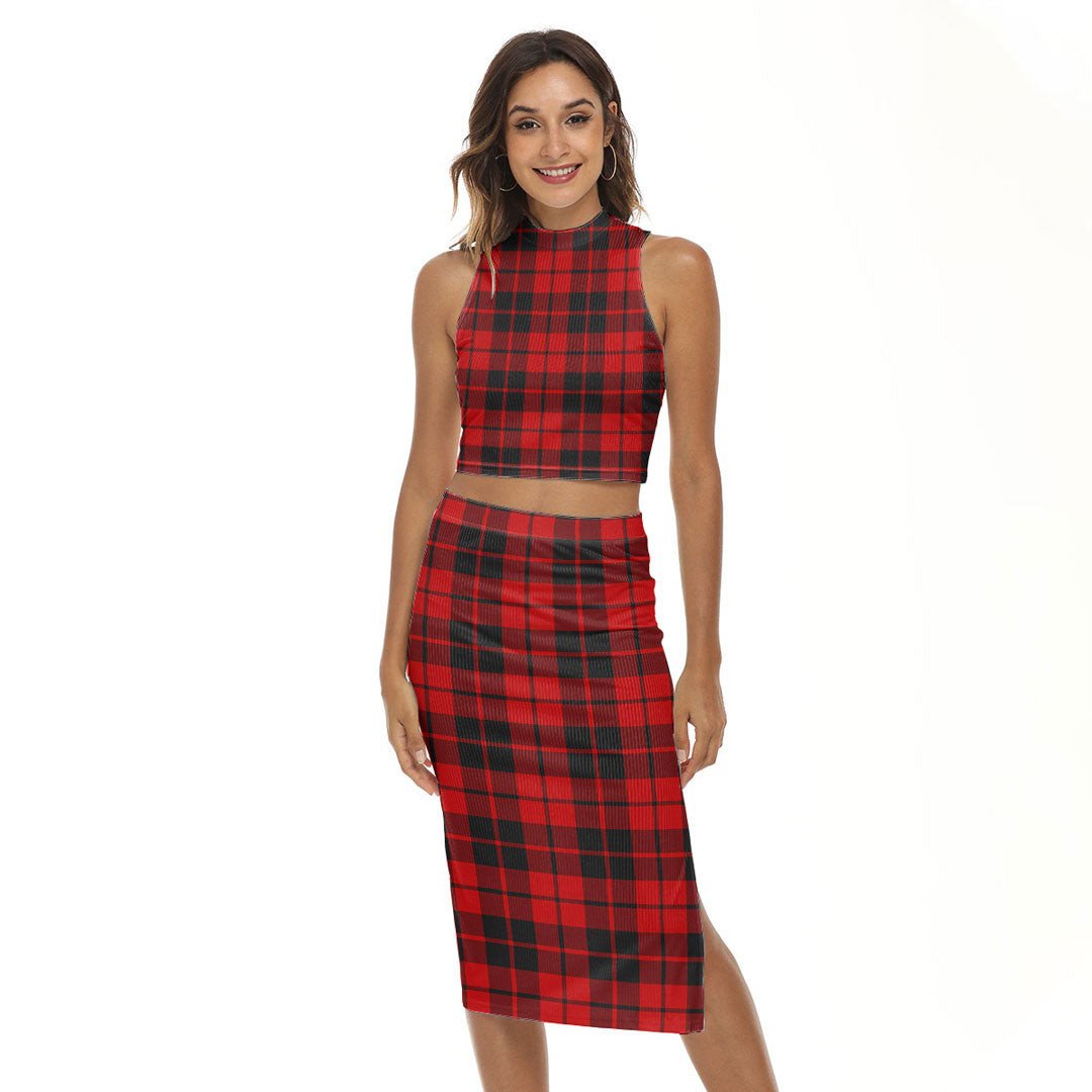 Ettrick District Tartan Plaid Tank Top & Split High Skirt Set