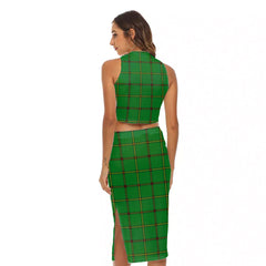 Don Tribe of Mar Tartan Plaid Tank Top & Split High Skirt Set