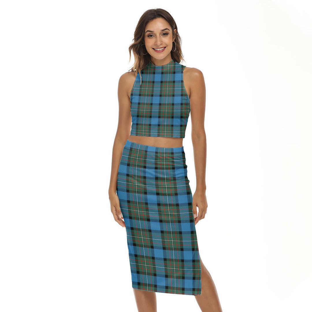 Fergusson Ancient Tartan Plaid Tank Top & Split High Skirt Set