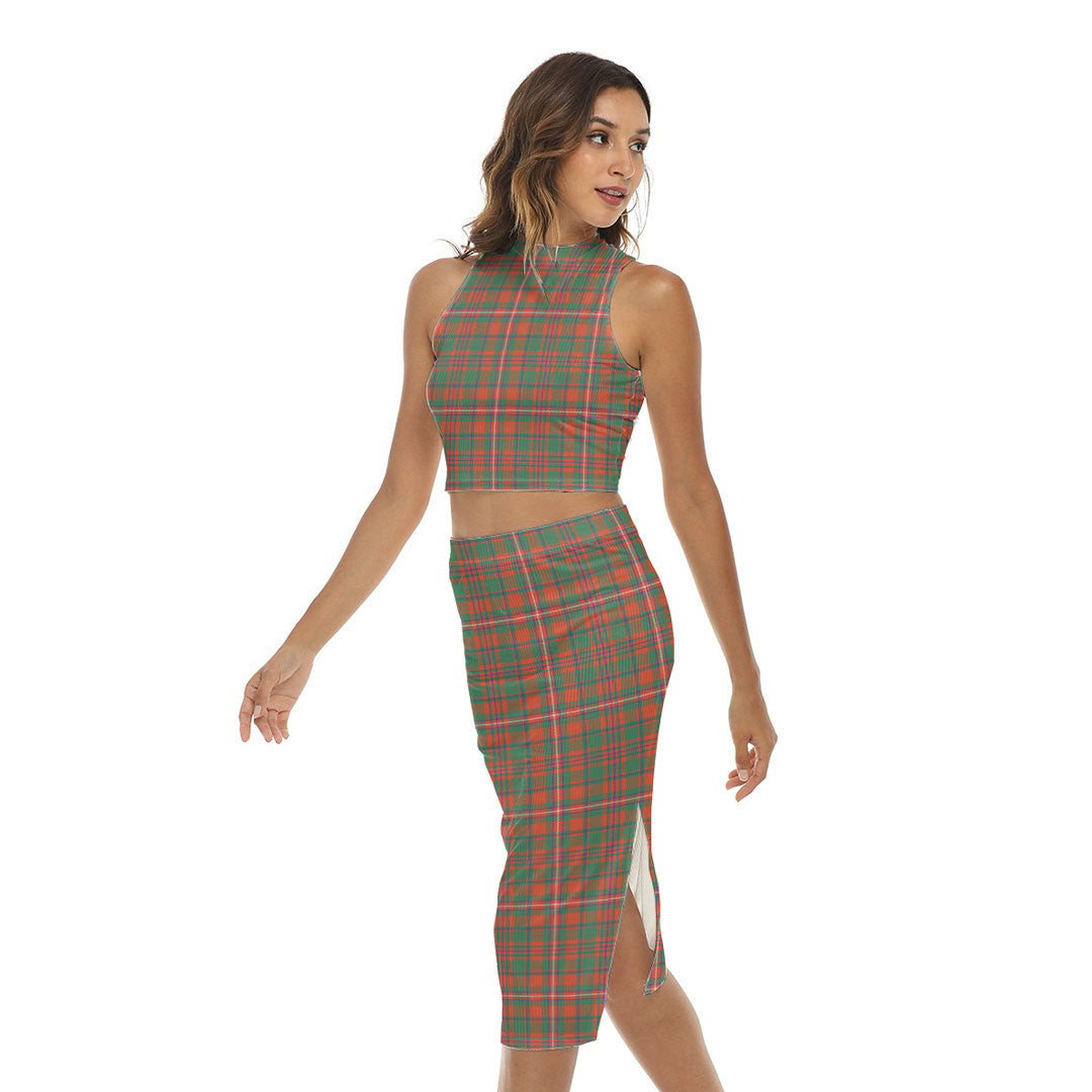 MacKinnon Ancient Tartan Plaid Tank Top & Split High Skirt Set