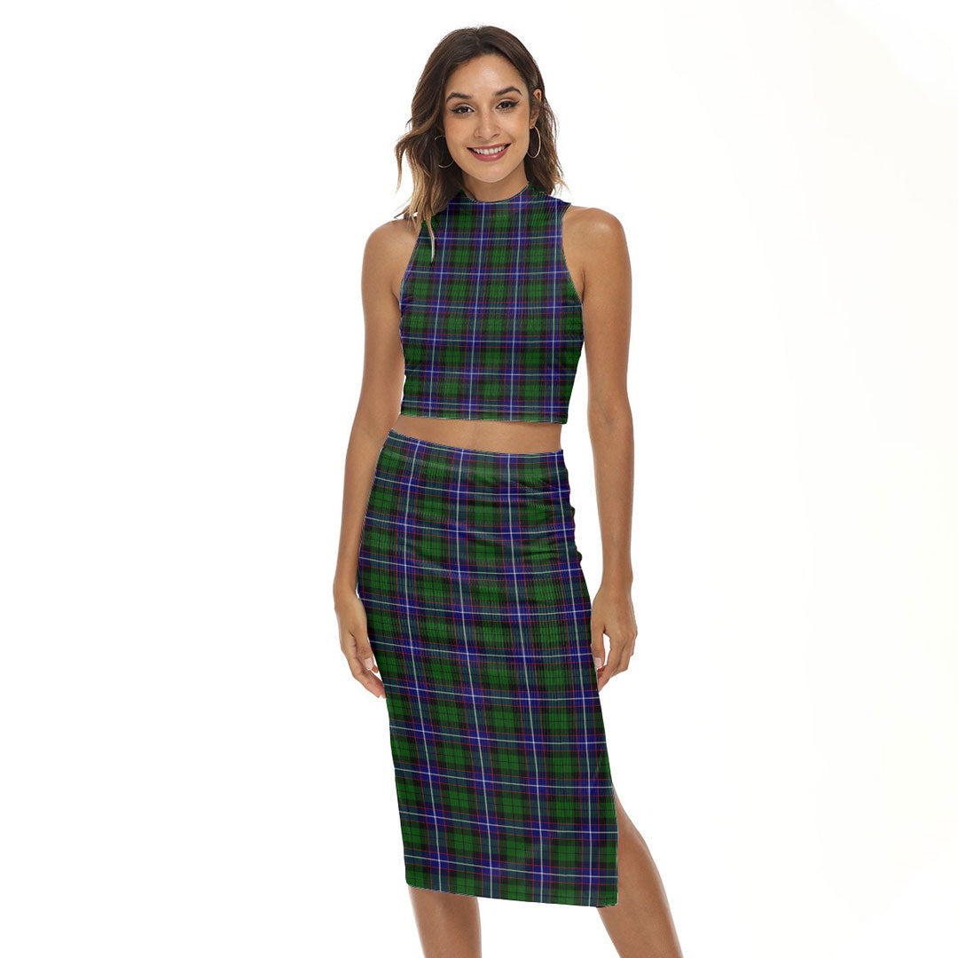 Russell Modern Tartan Plaid Tank Top & Split High Skirt Set