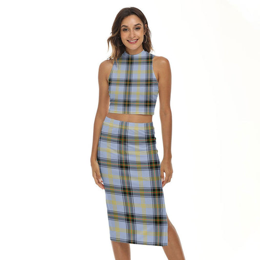 Bell of the Borders Tartan Plaid Tank Top & Split High Skirt Set