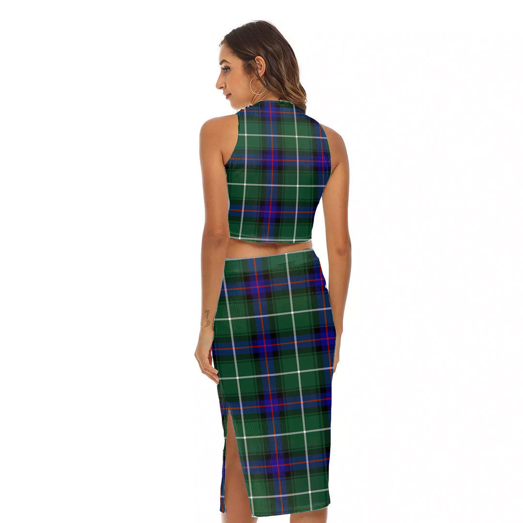 MacDonald of the Isles Hunting Modern Tartan Plaid Tank Top & Split High Skirt Set