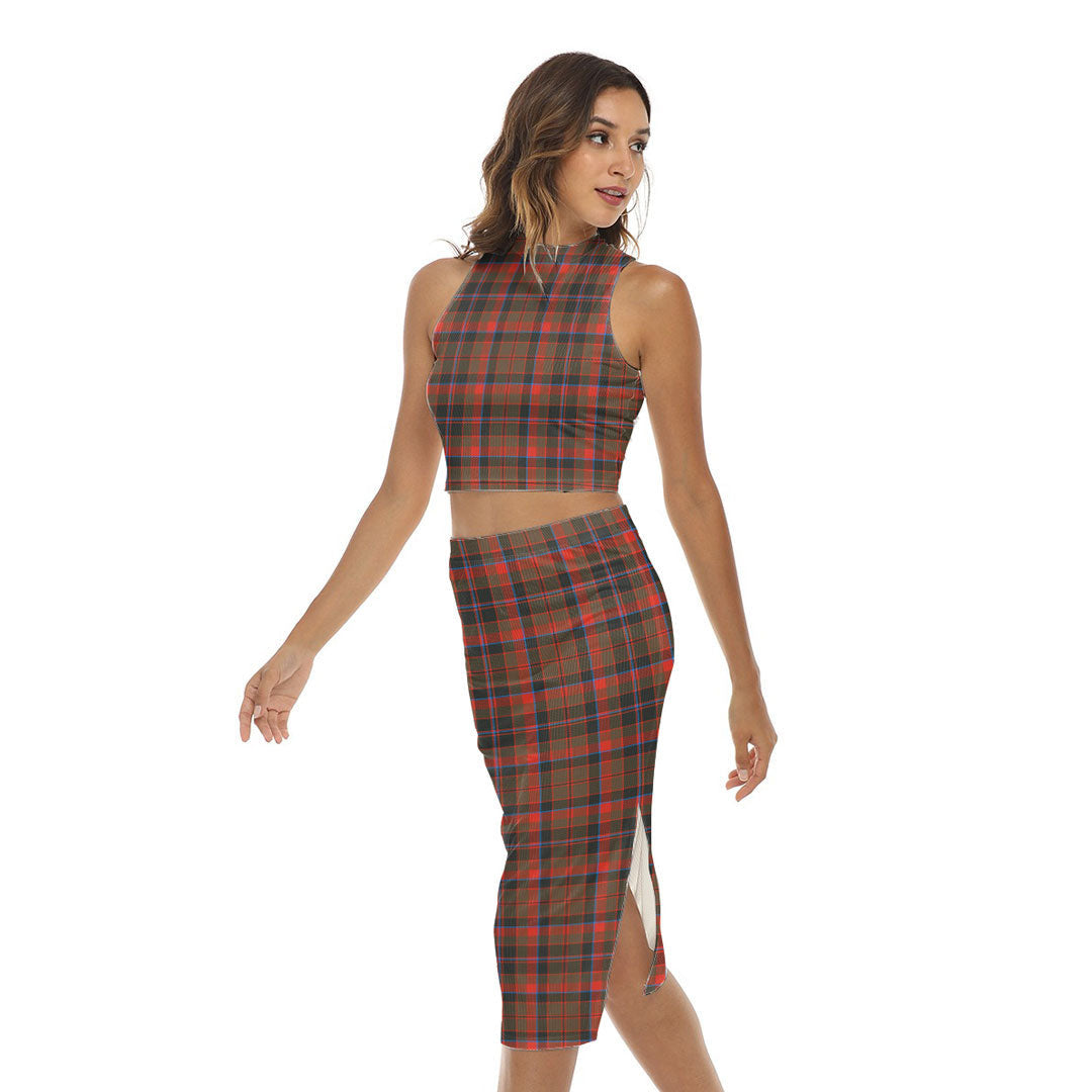 Cumming Hunting Weathered Tartan Plaid Tank Top & Split High Skirt Set