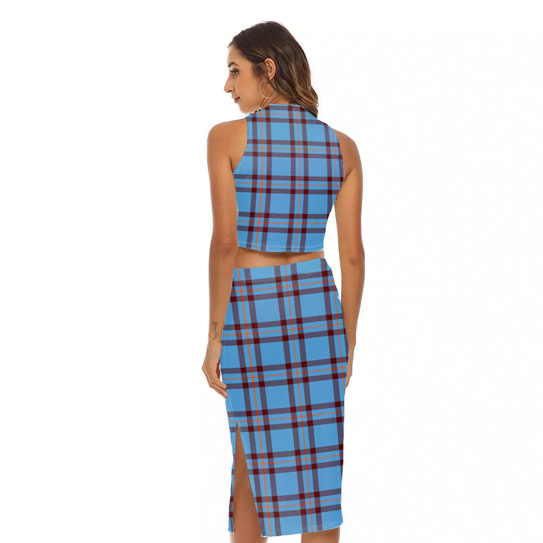 Elliot Ancient Tartan Plaid Tank Top & Split High Skirt Set