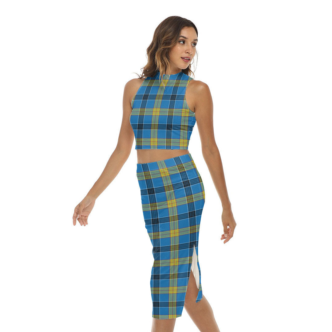 Laing Tartan Plaid Tank Top & Split High Skirt Set