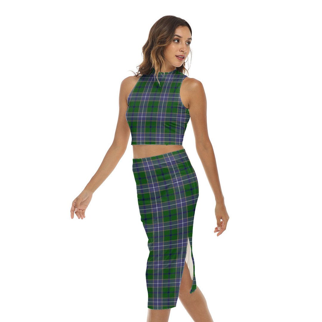 Wishart Hunting Modern Tartan Plaid Tank Top & Split High Skirt Set