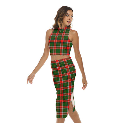 Pollock Modern Tartan Plaid Tank Top & Split High Skirt Set