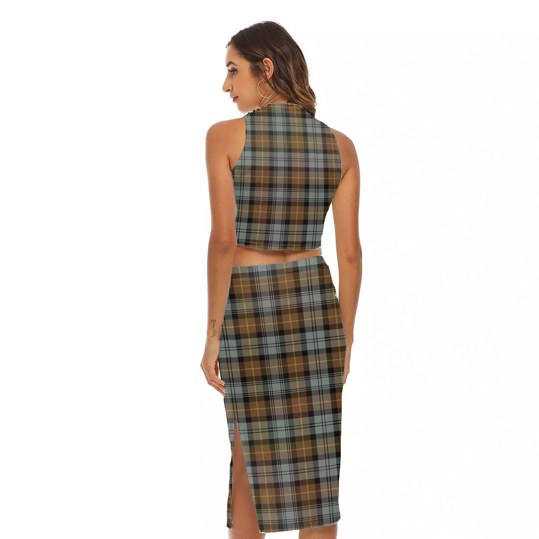 Gordon Weathered Tartan Plaid Tank Top & Split High Skirt Set