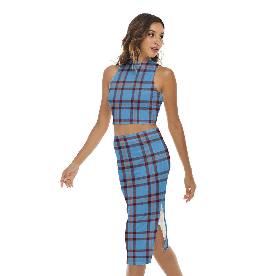 Elliot Ancient Tartan Plaid Tank Top & Split High Skirt Set