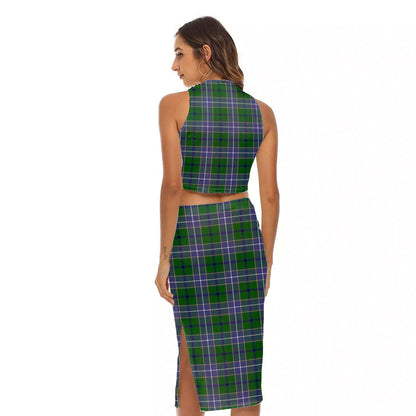 Wishart Hunting Modern Tartan Plaid Tank Top & Split High Skirt Set