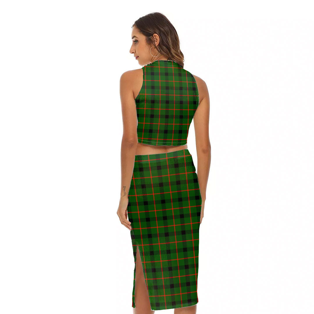 Kincaid Modern Tartan Plaid Tank Top & Split High Skirt Set