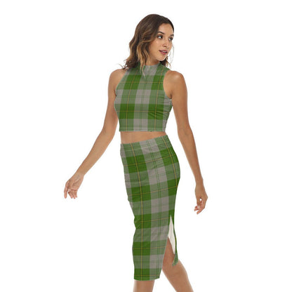 Cunningham Dress Green Dancers Tartan Plaid Tank Top & Split High Skirt Set