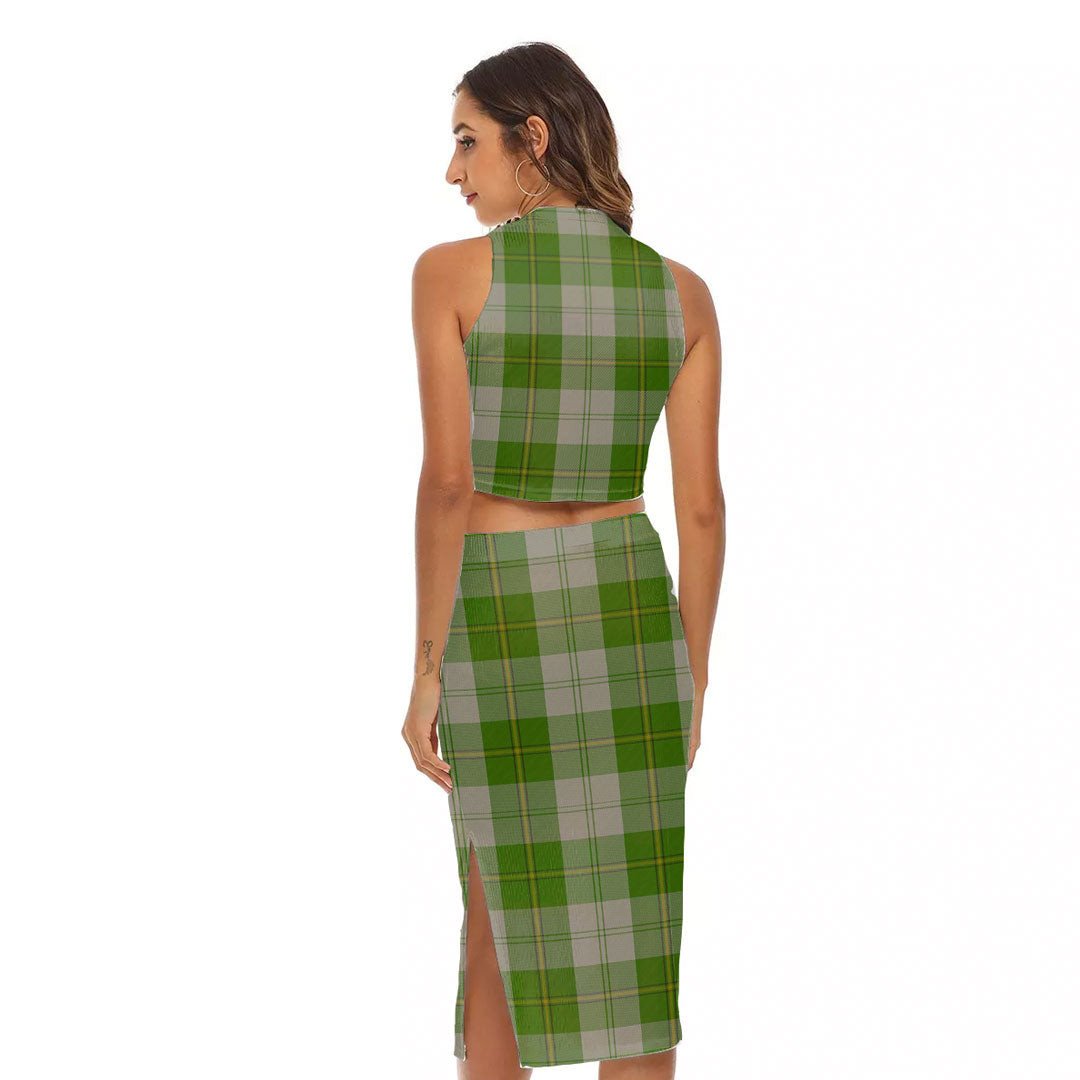 Cunningham Dress Green Dancers Tartan Plaid Tank Top & Split High Skirt Set