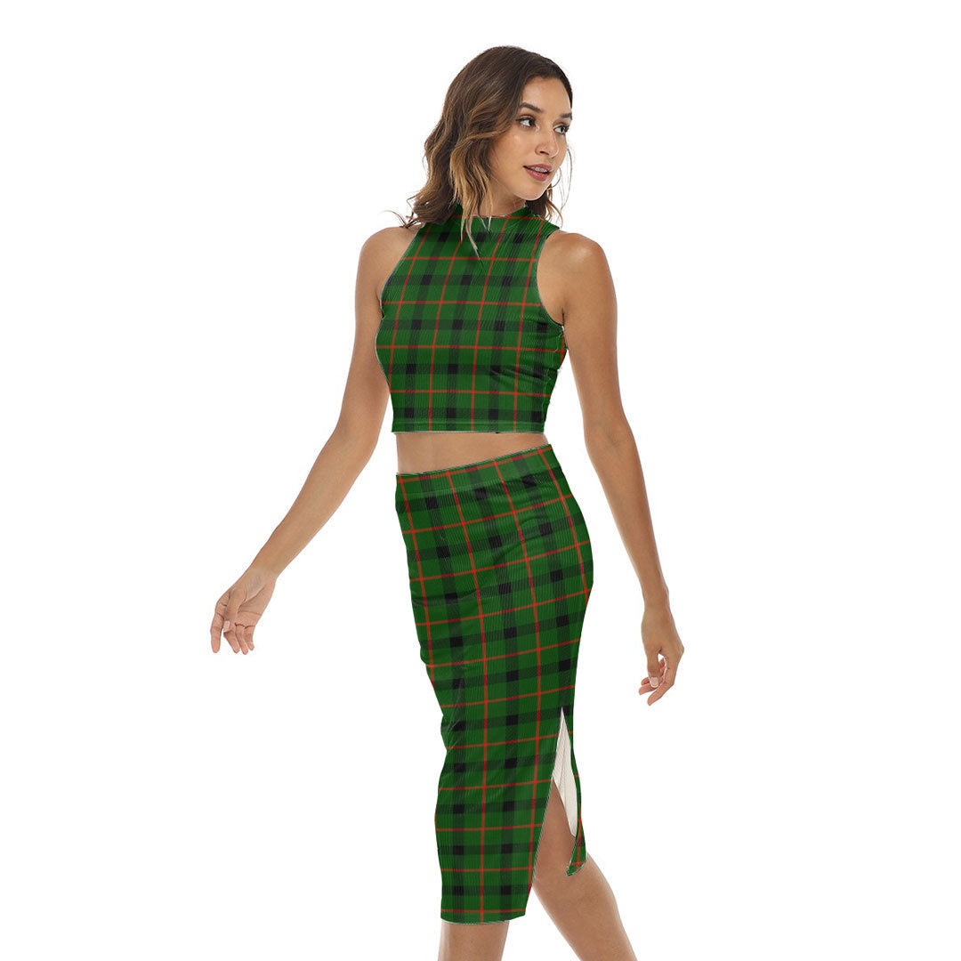 Kincaid Modern Tartan Plaid Tank Top & Split High Skirt Set