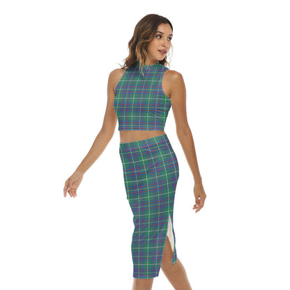 Inglis Ancient Tartan Plaid Tank Top & Split High Skirt Set