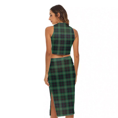 MacAulay Hunting Ancient Tartan Plaid Tank Top & Split High Skirt Set