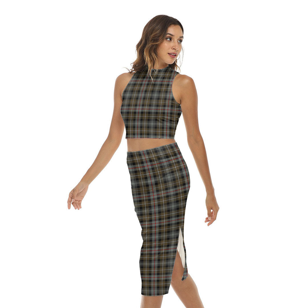 MacKenzie Weathered Tartan Plaid Tank Top & Split High Skirt Set