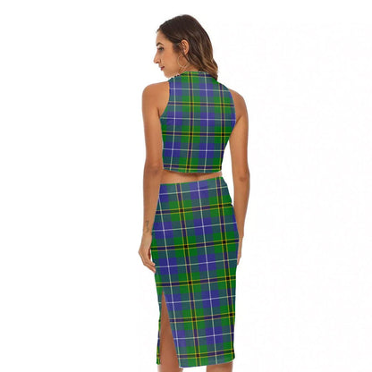 Turnbull Hunting Tartan Plaid Tank Top & Split High Skirt Set