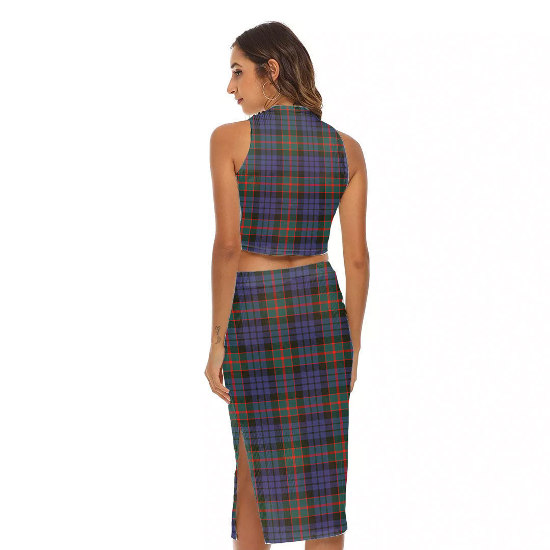 Fletcher of Dunans Tartan Plaid Tank Top & Split High Skirt Set