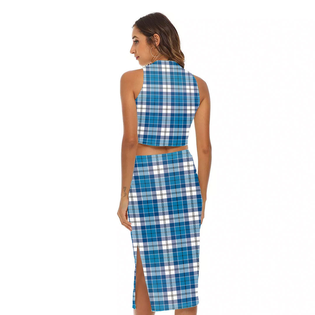 Roberton Tartan Plaid Tank Top & Split High Skirt Set