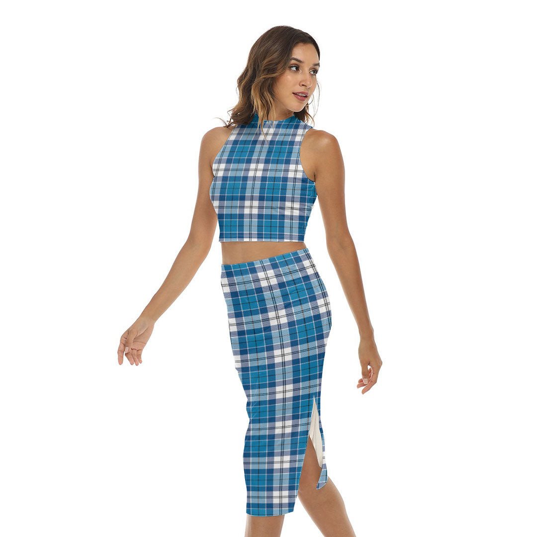 Roberton Tartan Plaid Tank Top & Split High Skirt Set