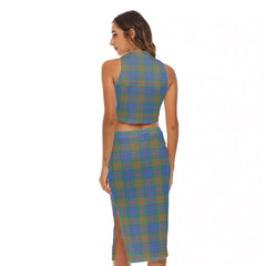 Stewart of Appin Hunting Ancient Tartan Plaid Tank Top & Split High Skirt Set