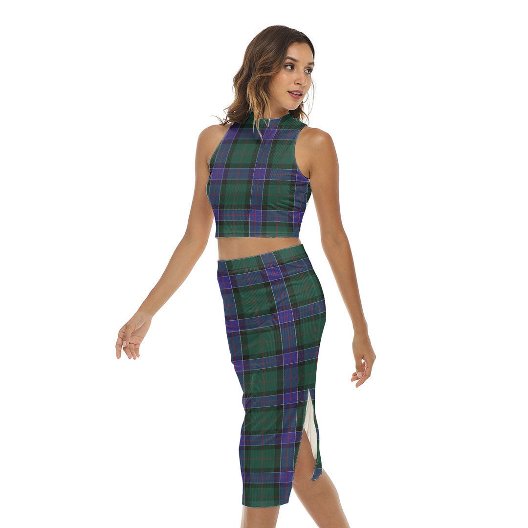 Sinclair Hunting Modern Tartan Plaid Tank Top & Split High Skirt Set