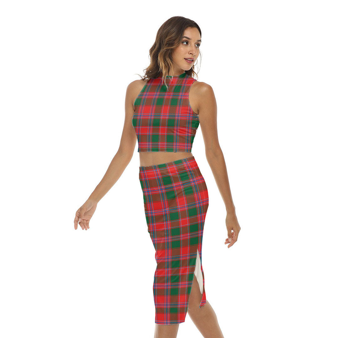 Dalziel Modern Tartan Plaid Tank Top & Split High Skirt Set