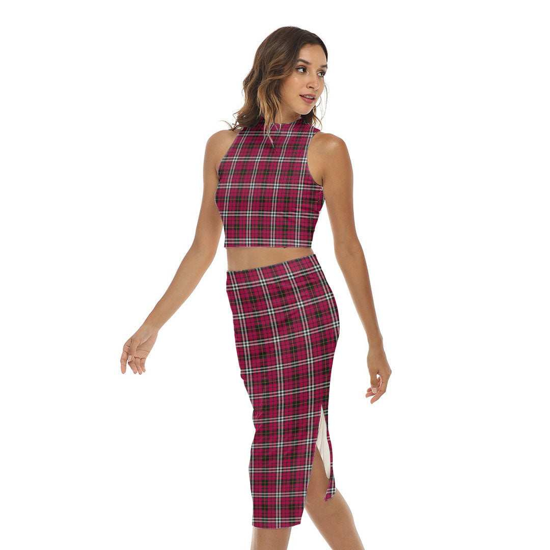 Little Tartan Plaid Tank Top & Split High Skirt Set