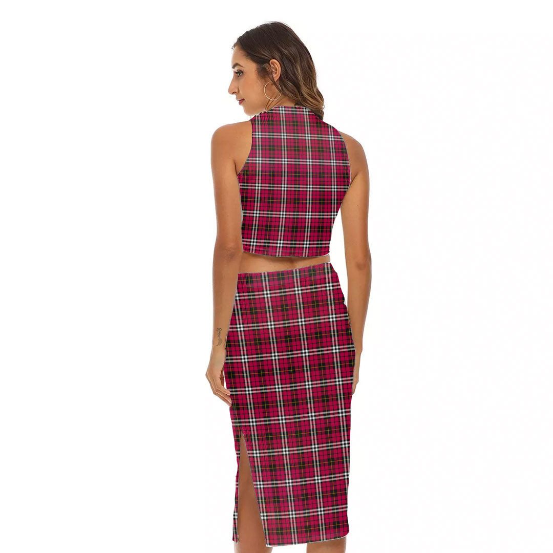 Little Tartan Plaid Tank Top & Split High Skirt Set