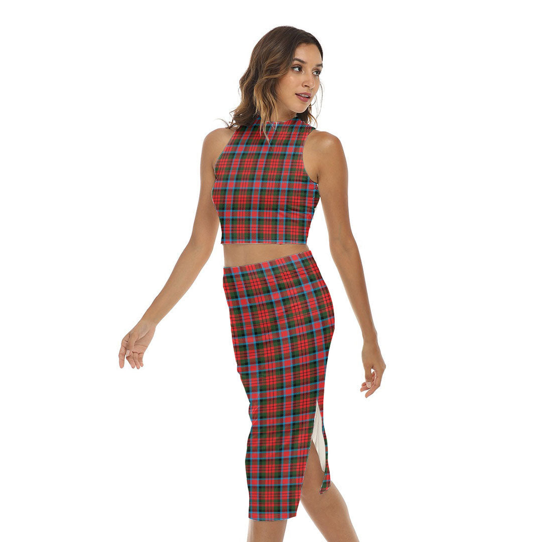 MacDuff Modern Tartan Plaid Tank Top & Split High Skirt Set