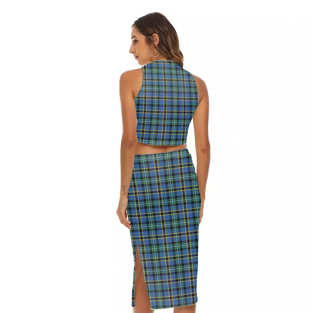 Weir Ancient Tartan Plaid Tank Top & Split High Skirt Set