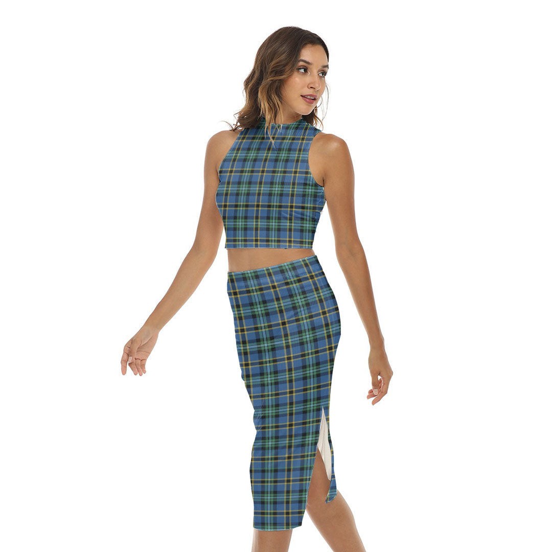 Weir Ancient Tartan Plaid Tank Top & Split High Skirt Set