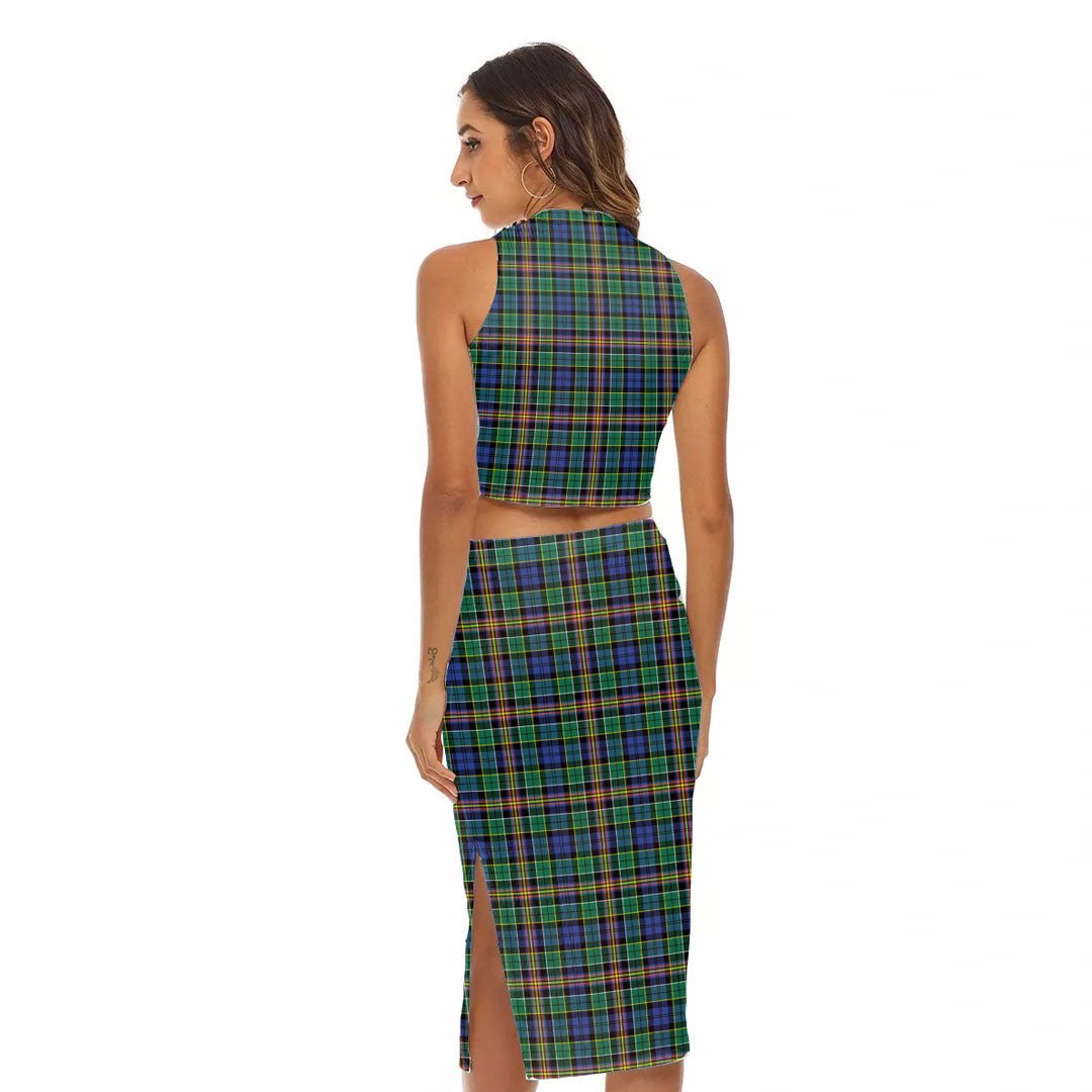 Allison Tartan Plaid Tank Top & Split High Skirt Set