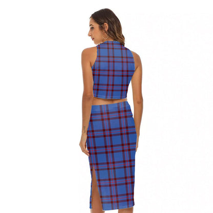 Elliot Modern Tartan Plaid Tank Top & Split High Skirt Set