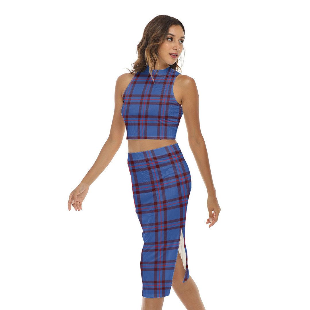 Elliot Modern Tartan Plaid Tank Top & Split High Skirt Set