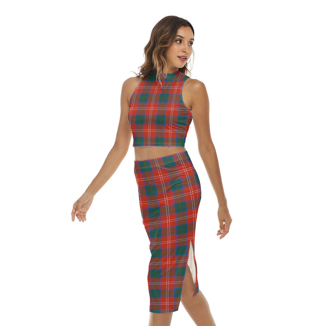 Chisholm Ancient Tartan Plaid Tank Top & Split High Skirt Set