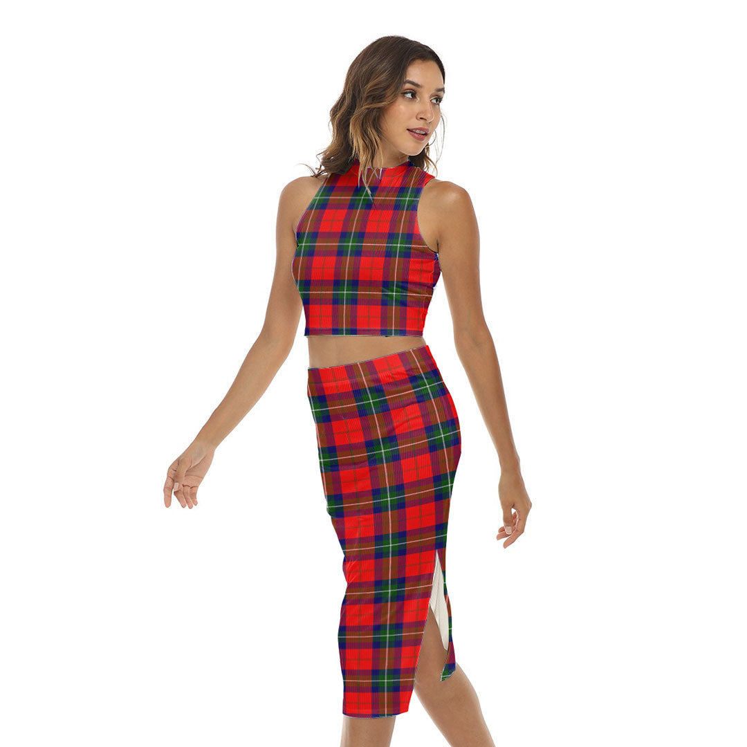 Ruthven Modern Tartan Plaid Tank Top & Split High Skirt Set