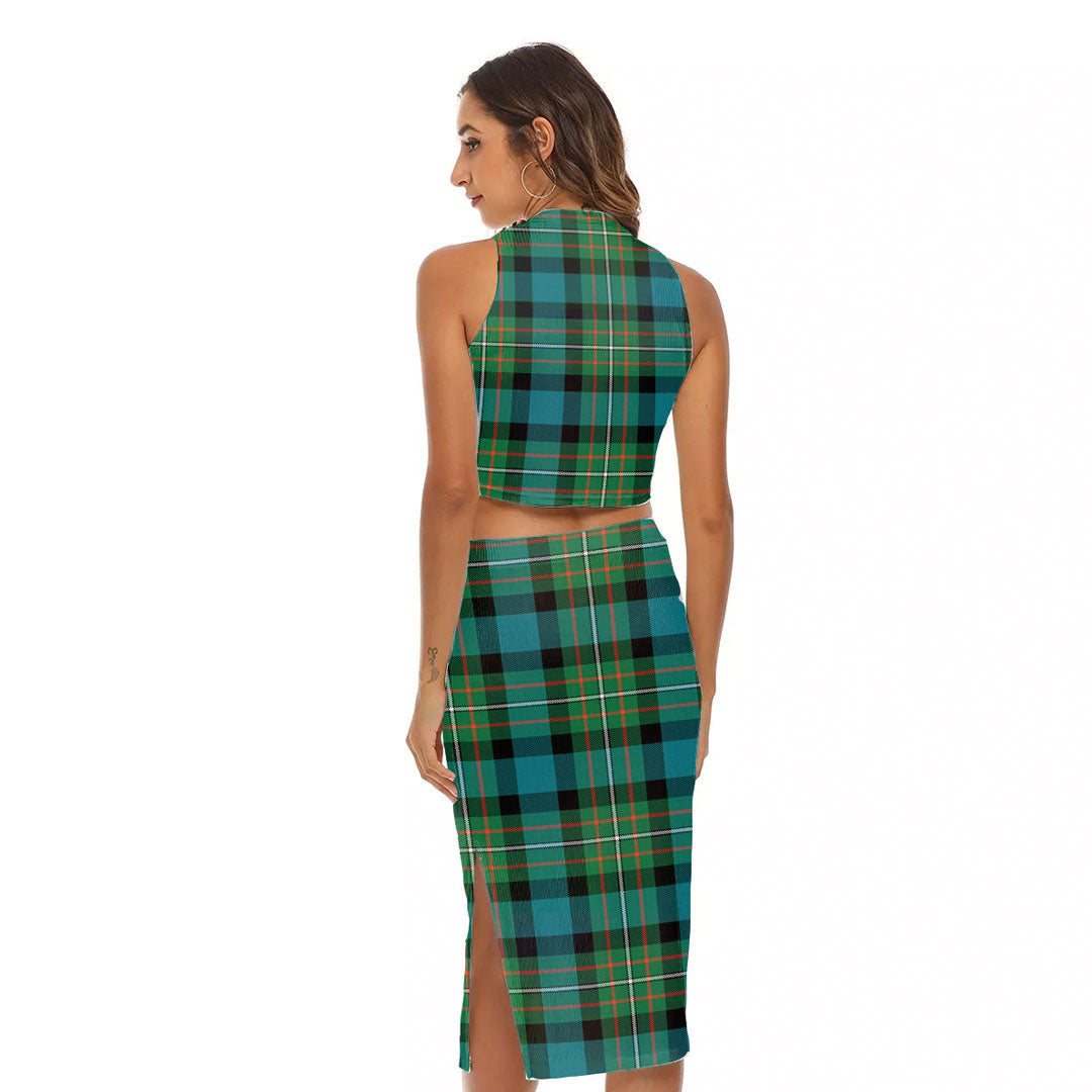 FERGUSON ANCIENT Tartan Plaid Tank Top & Split High Skirt Set