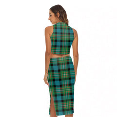 FERGUSON ANCIENT Tartan Plaid Tank Top & Split High Skirt Set