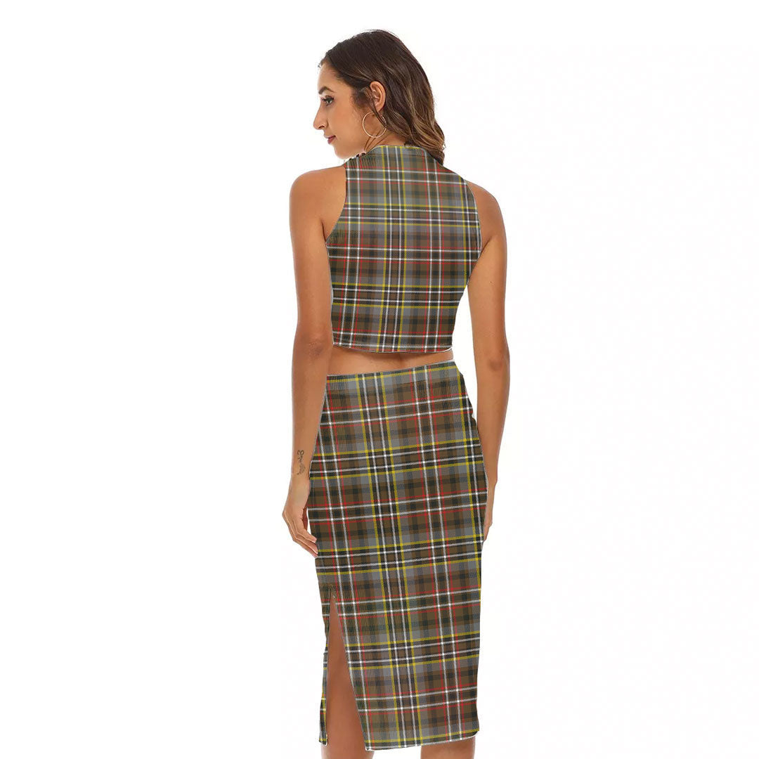 SCOTT GREEN WEATHERED Tartan Plaid Tank Top & Split High Skirt Set