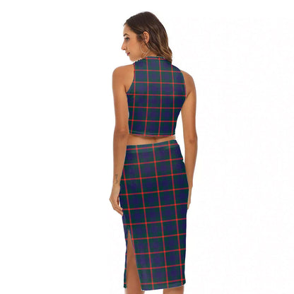 Agnew Modern Tartan Plaid Tank Top & Split High Skirt Set