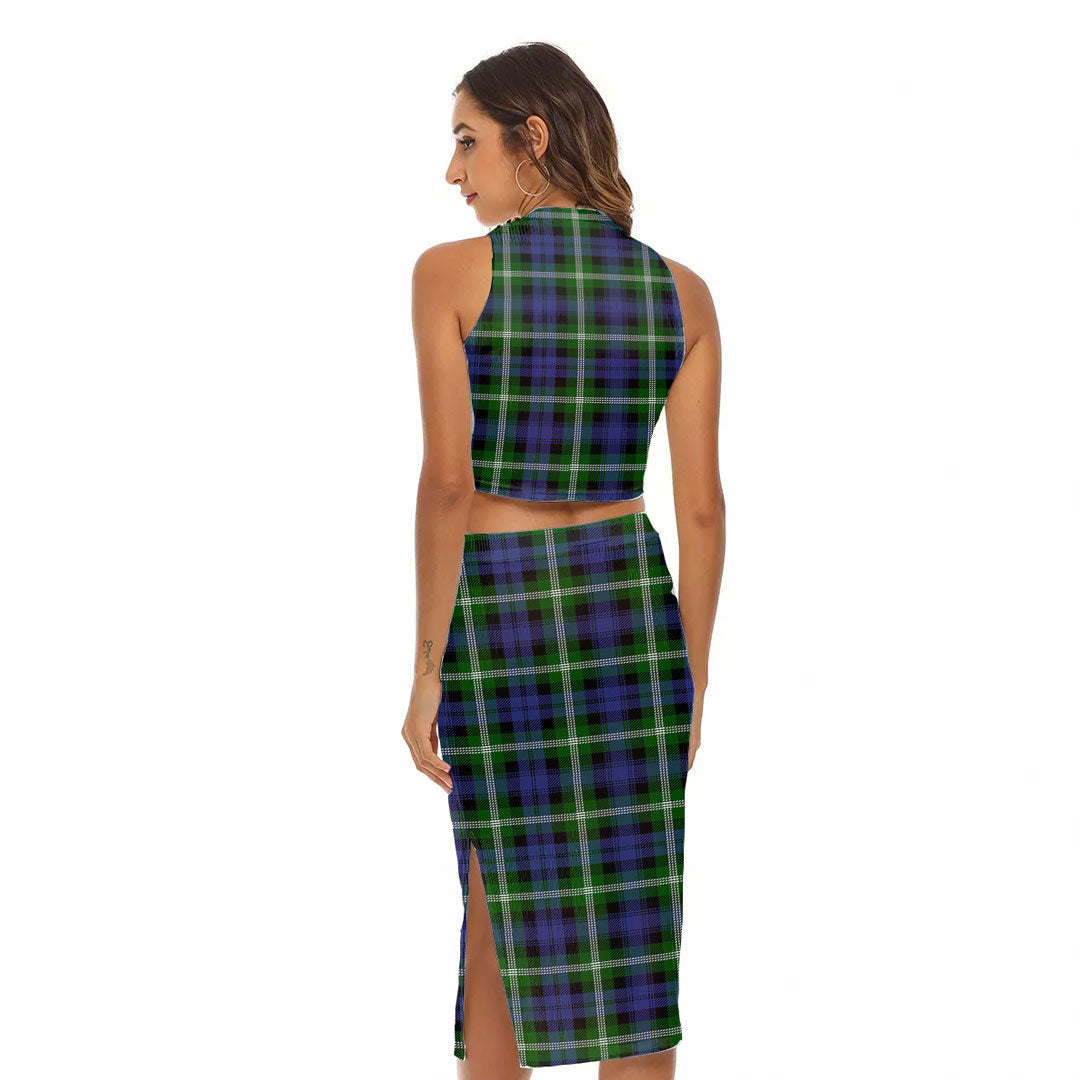 Baillie Modern Tartan Plaid Tank Top & Split High Skirt Set