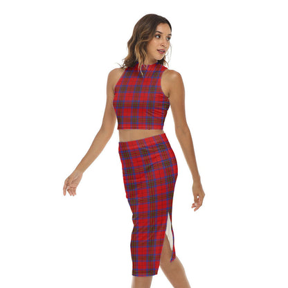 Leslie Modern Tartan Plaid Tank Top & Split High Skirt Set