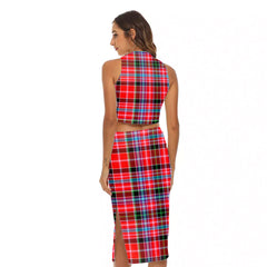 Aberdeen District Tartan Plaid Tank Top & Split High Skirt Set