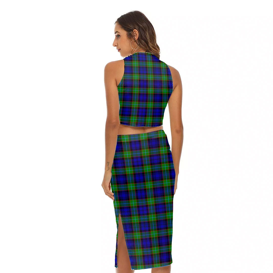 Sempill Modern Tartan Plaid Tank Top & Split High Skirt Set